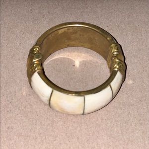 Vintage Mother of Pearl and Brass cuff Bracelet